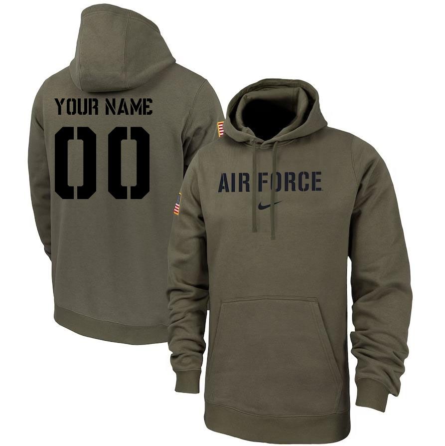 Custom Air Force Falcons Name And Number Olive Hoodie - Click Image to Close